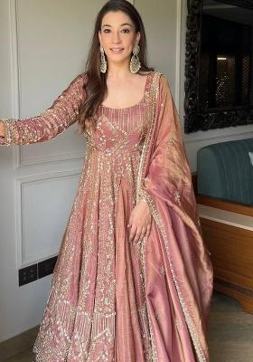 Pink Embroidery Silk Kurta Set