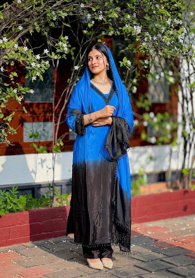 Multicolor Embroidery Georgette Kurta Set - Indya