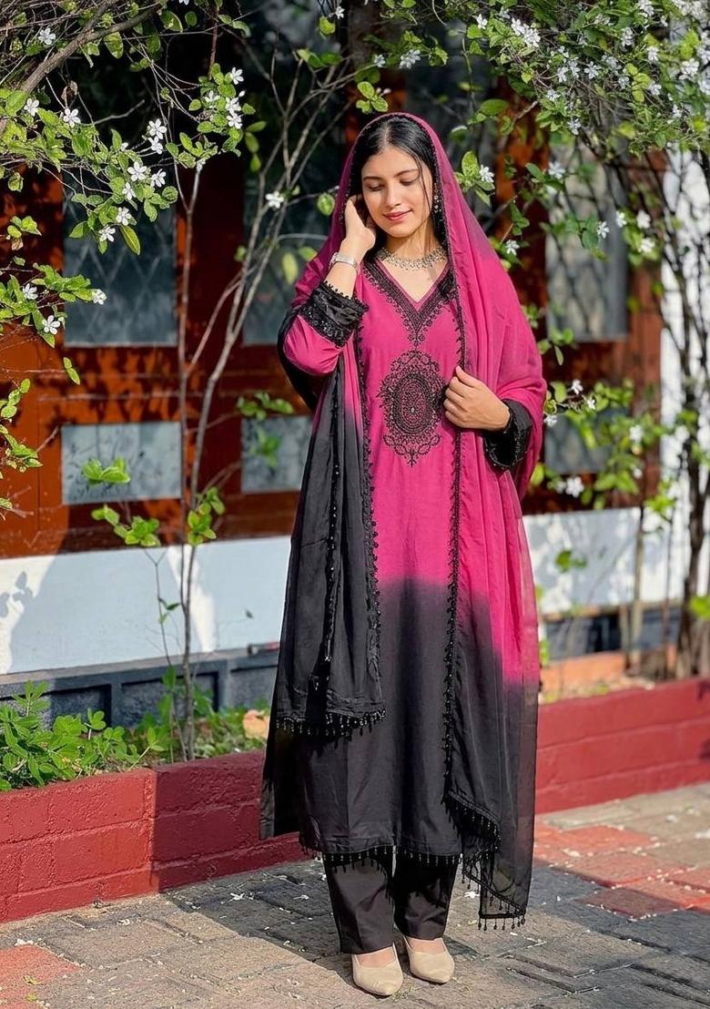 Multicolor Embroidery Georgette Kurta Set - Indya