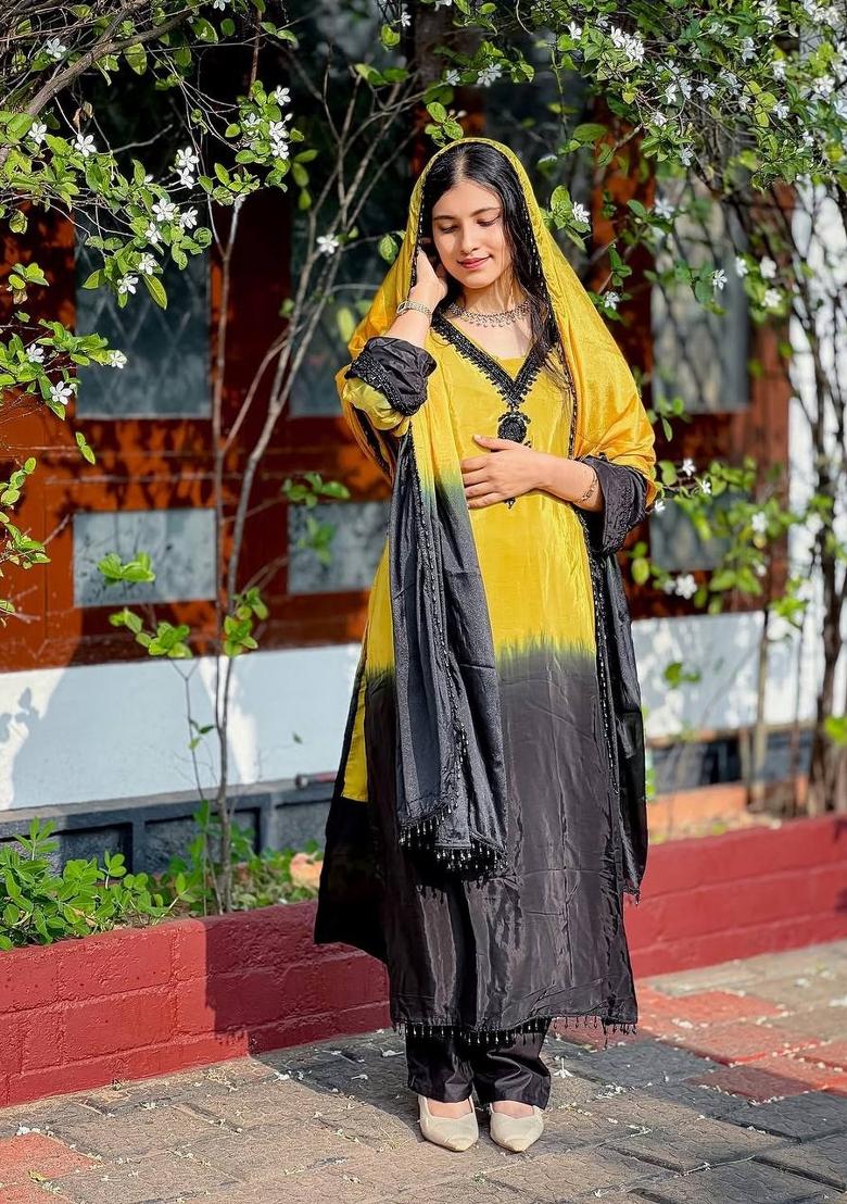 Multicolor Embroidery Georgette Kurta Set - Indya