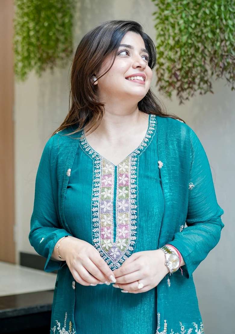 Rama Embroidery Silk Kurta Set - Indya