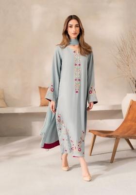 Light Blue Thread Work Silk Kurta Set