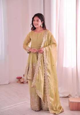 Pista Embroidery Silk Palazzo Set