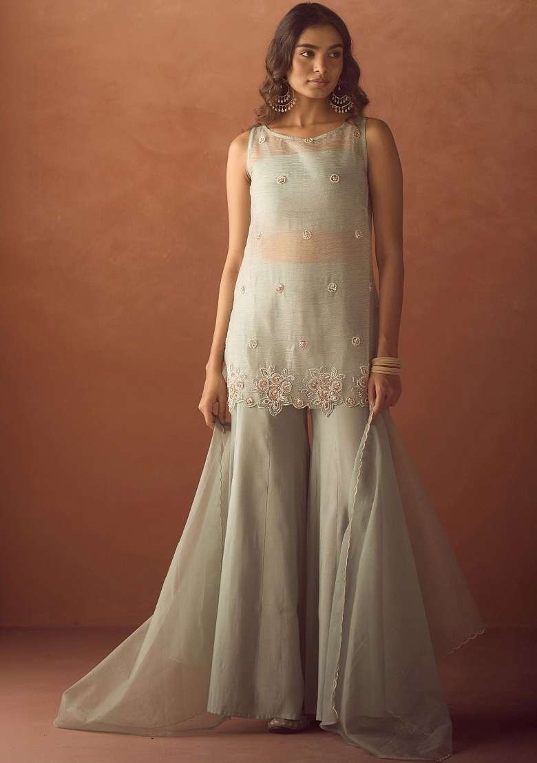 Pista Embroidery Crush Palazzo Set - Indya