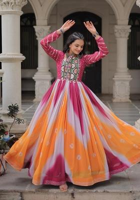 Pink Bandhej Georgette Anarkali