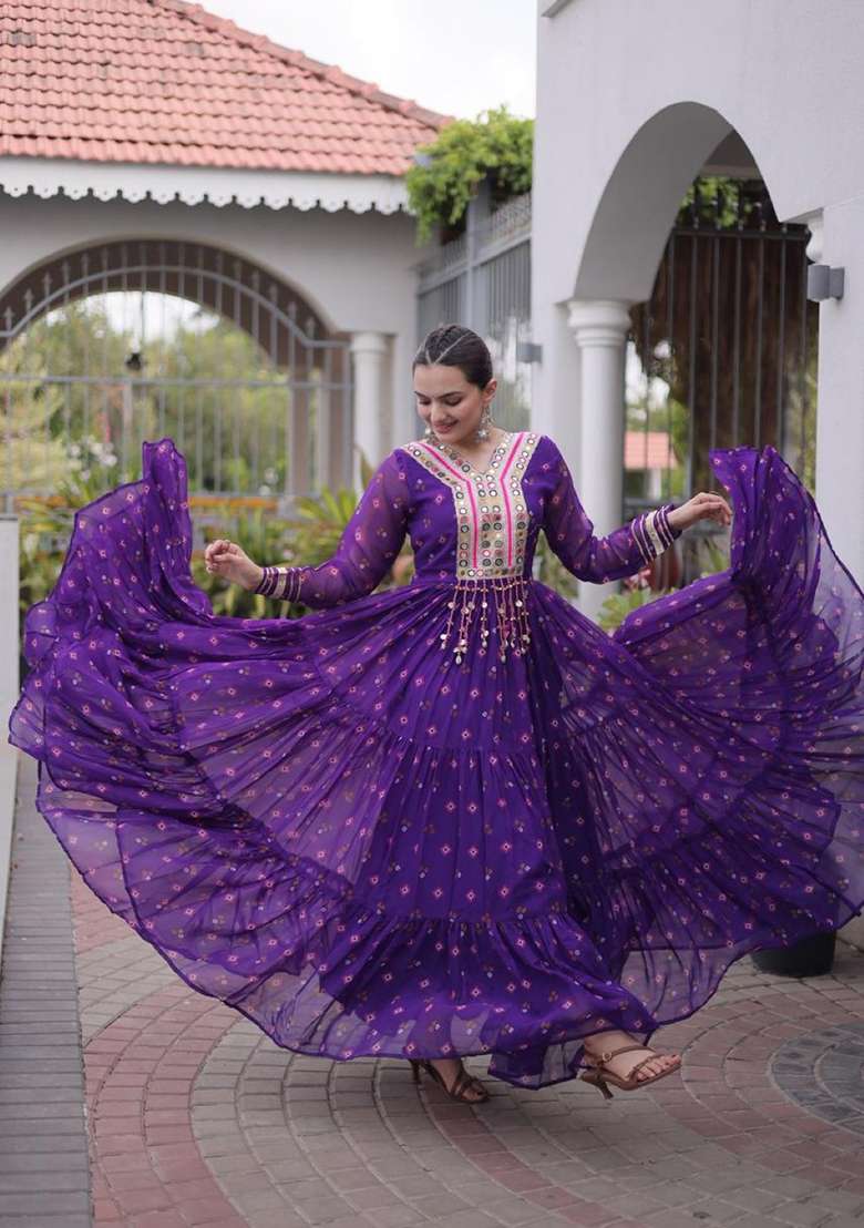 Violet Lehariya Georgette Anarkali - Indya
