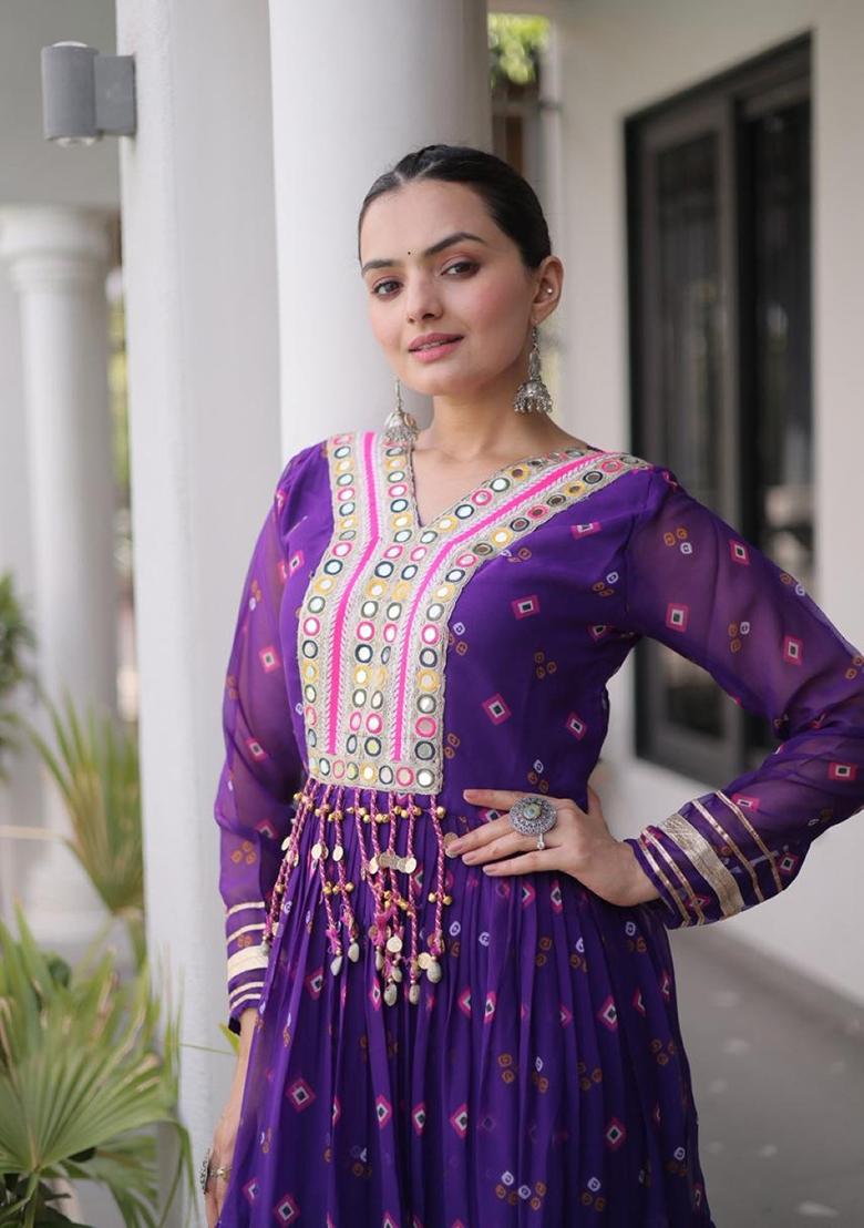 Violet Lehariya Georgette Anarkali - Indya