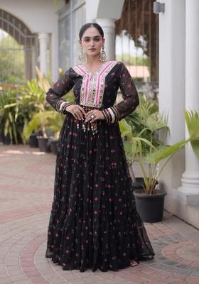 Black Lehariya Georgette Anarkali