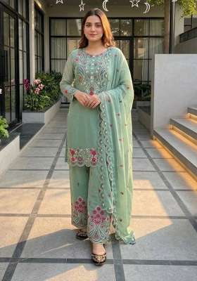Rama Embroidery Silk Salwar Suit