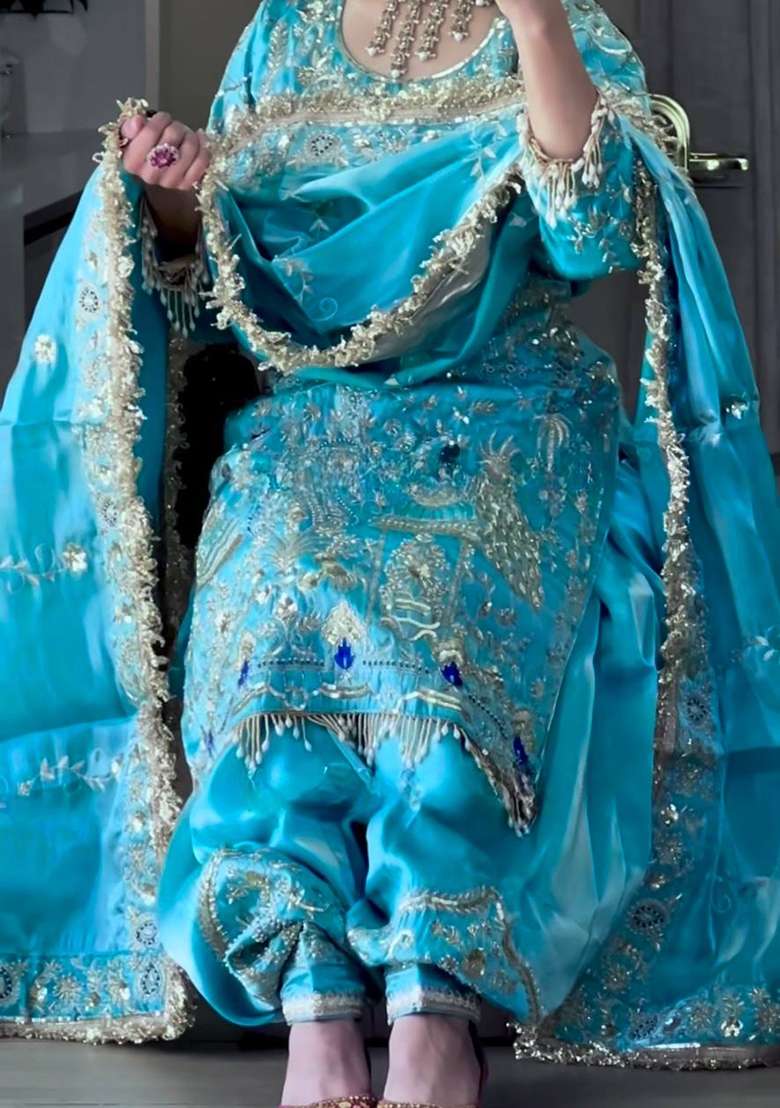 Rama Embroidery Crepe Salwar Suit - Indya
