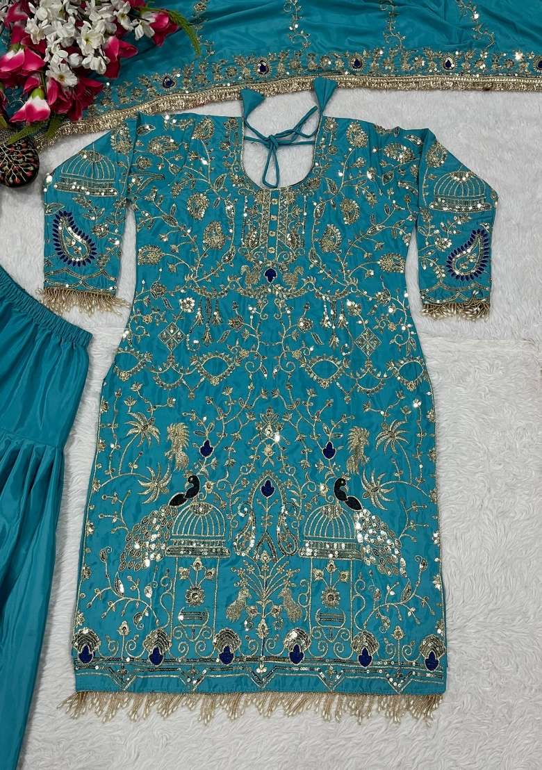 Rama Embroidery Crepe Salwar Suit - Indya