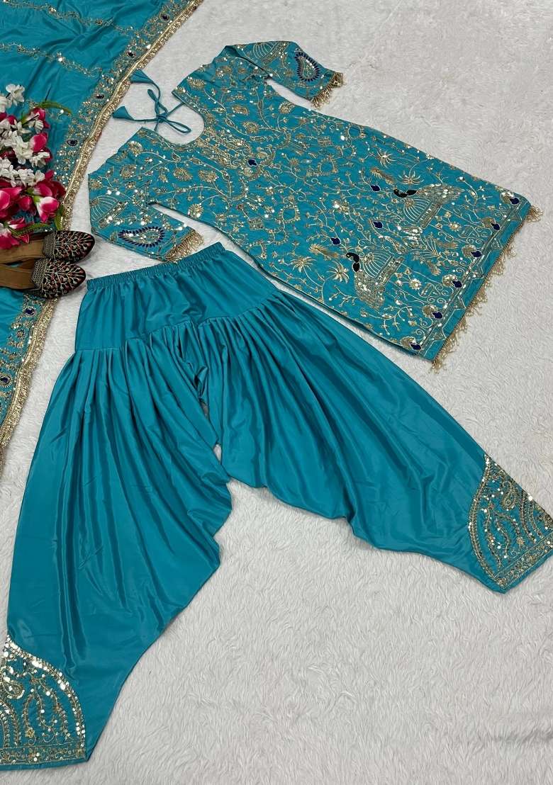 Rama Embroidery Crepe Salwar Suit - Indya