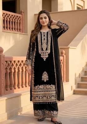 Black Embroidery Georgette Salwar Suit