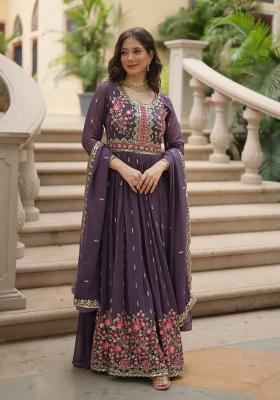 Onion Embroidery Georgette Kurta Set