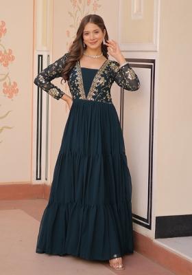 Rama Embroidery Faux Blooming Gown