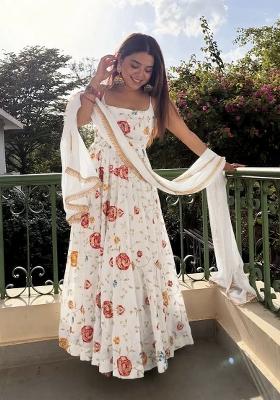 White Embroidery Silk Kurta Set