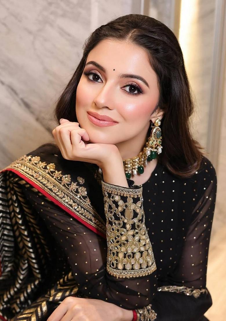 Black Embroidery Faux Blooming Anarkali Set - Indya