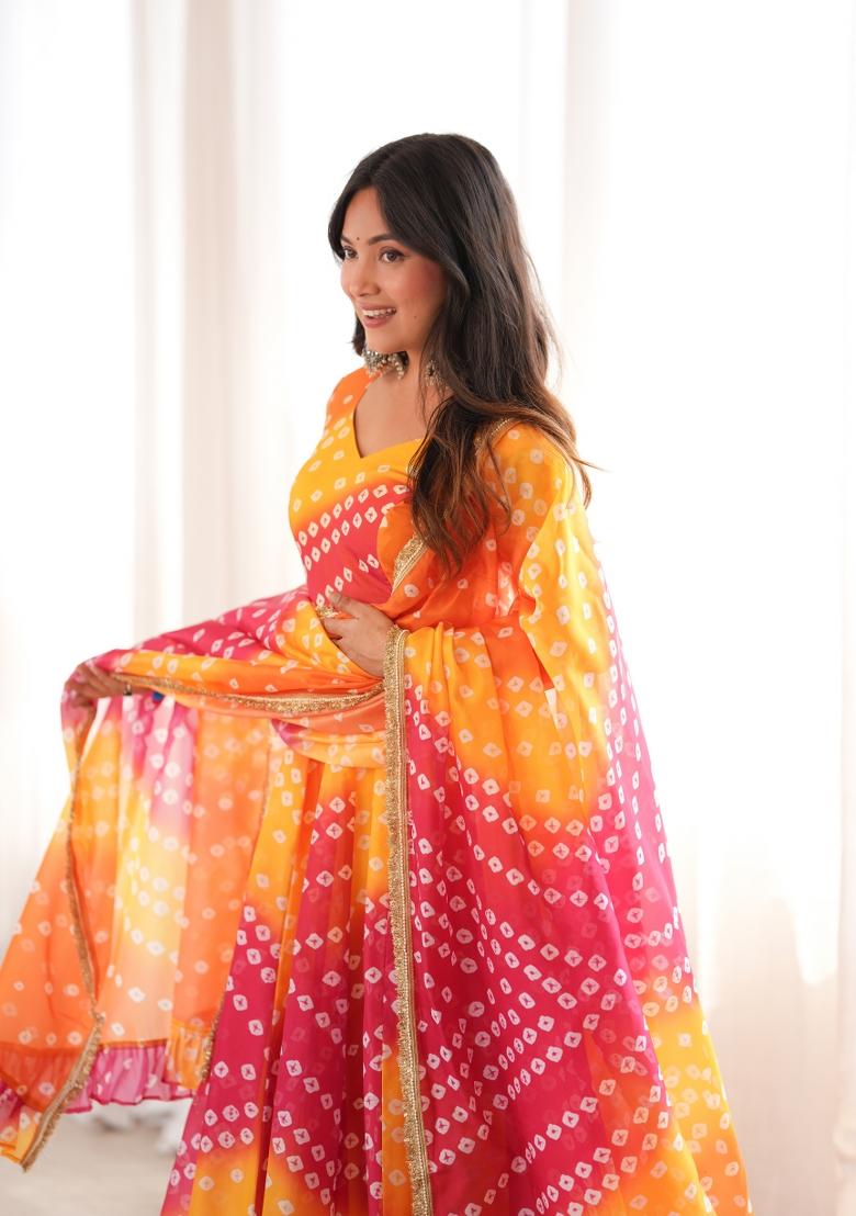 Yellow Organza Kurta Set - Indya
