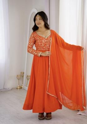 Orange Georgette Kurta Set