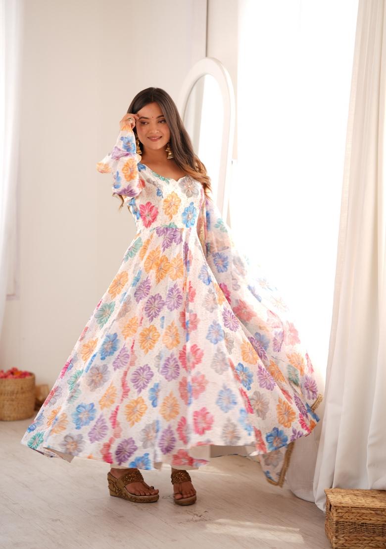 Multicolor Organza Kurta Set - Indya