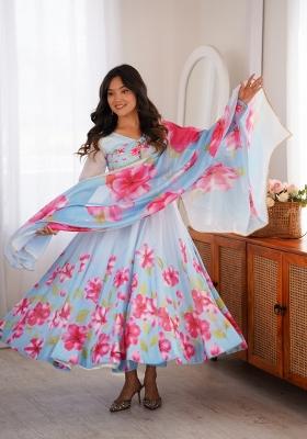 Sky Blue Organza Kurta Set