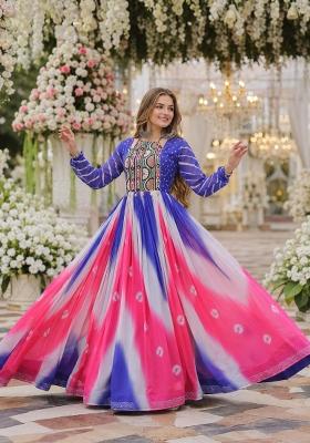 Blue Bandhej Georgette Anarkali