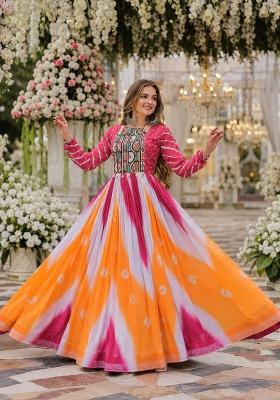 Pink Bandhej Georgette Anarkali