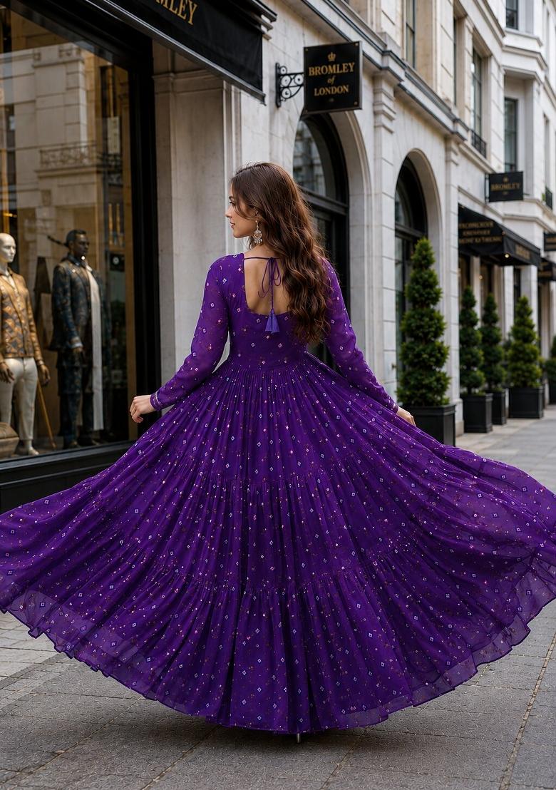 Violet Lehariya Georgette Anarkali - Indya