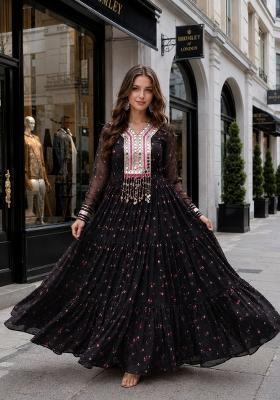 Black Lehariya Georgette Anarkali