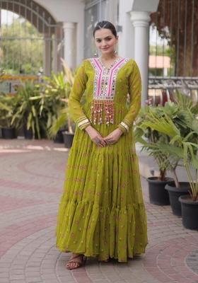 Mehendi Lehariya Georgette Anarkali