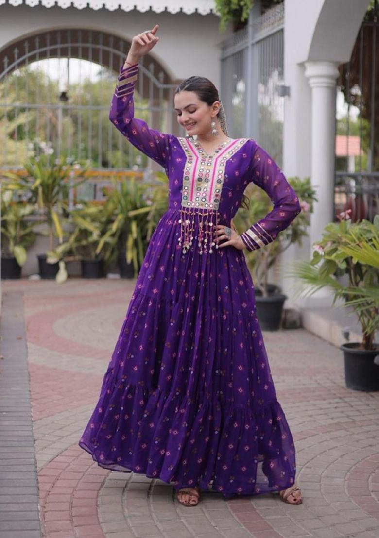 Violet Lehariya Georgette Anarkali - Indya