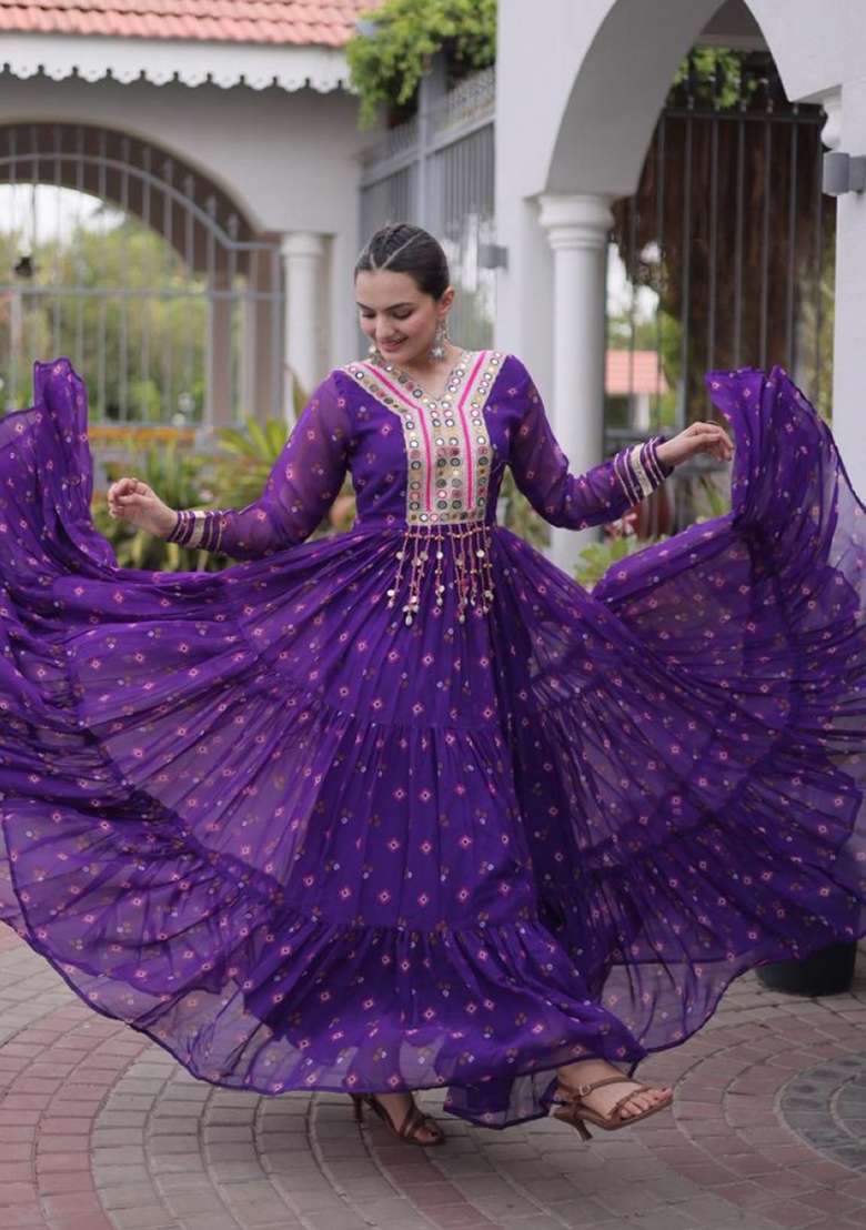 Violet Lehariya Georgette Anarkali - Indya