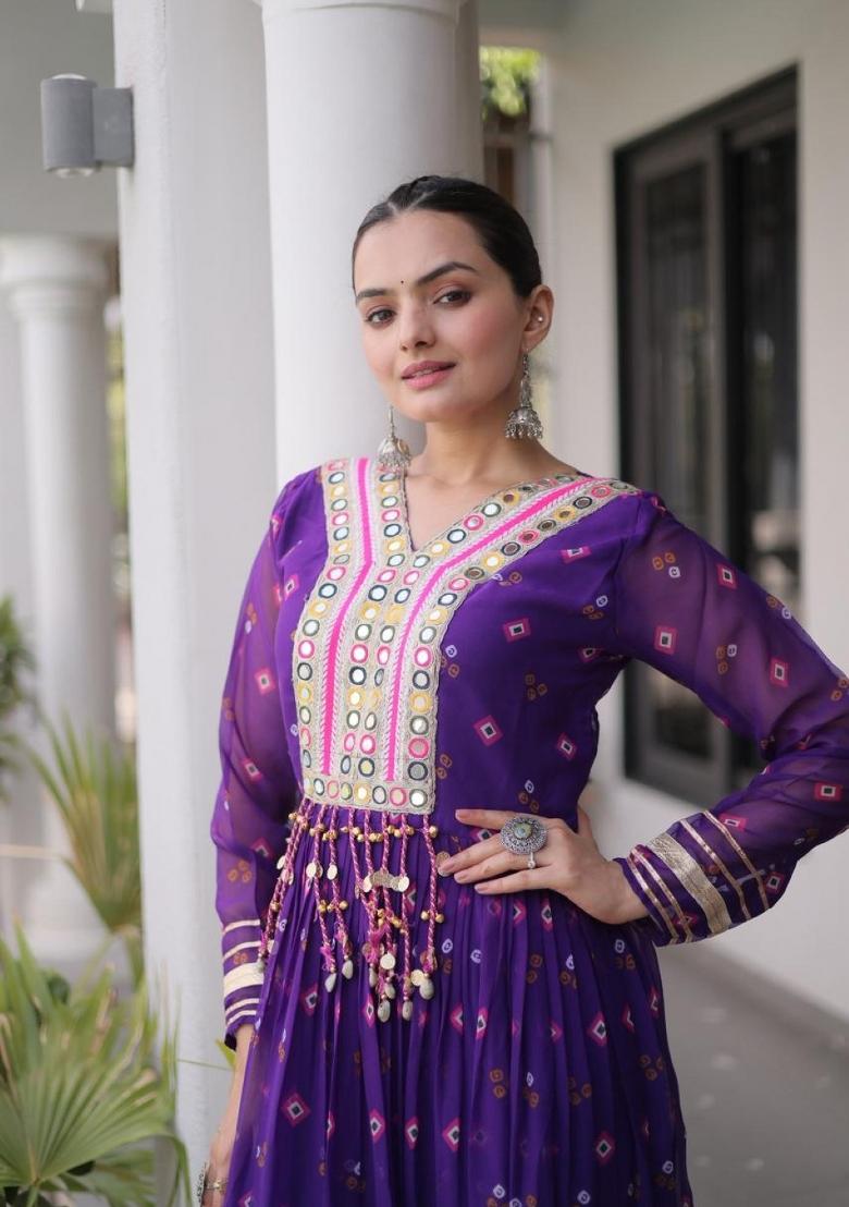 Violet Lehariya Georgette Anarkali - Indya