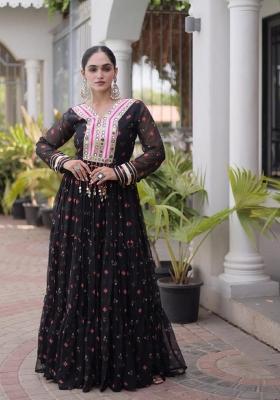 Black Lehariya Georgette Anarkali