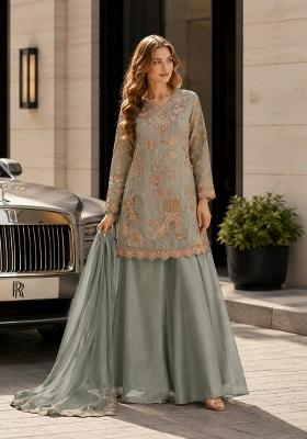 Blue Embroidered Silk Kurta Set