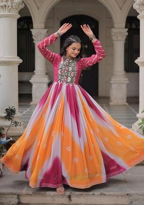 Pink Bandhej Georgette Anarkali