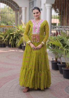 Mehendi Lehariya Georgette Anarkali