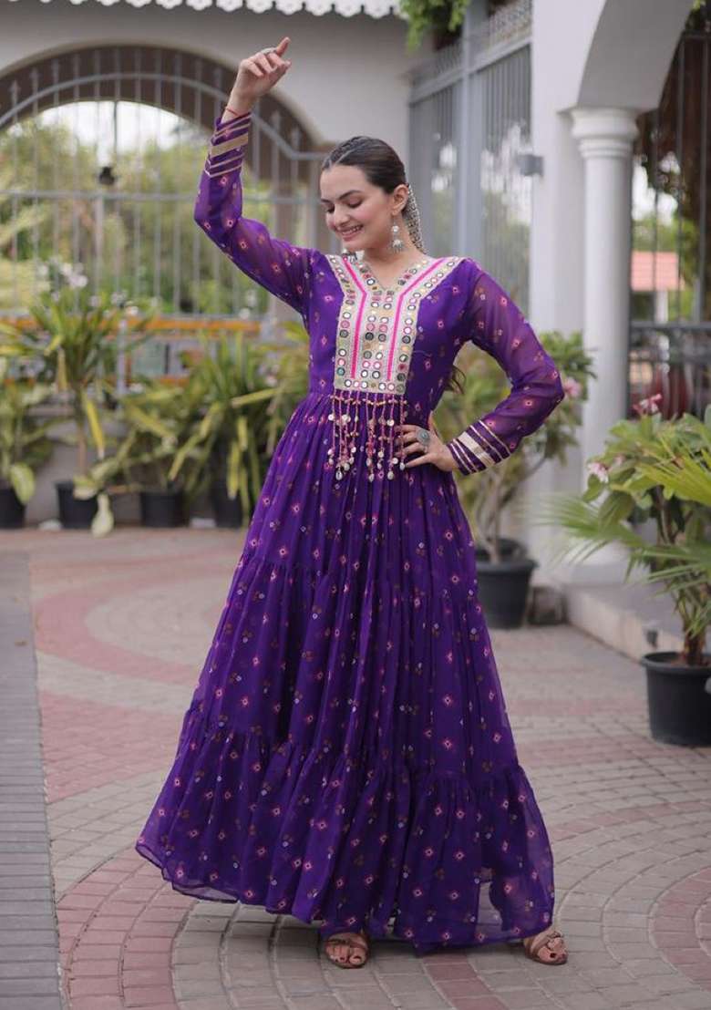 Violet Lehariya Georgette Anarkali - Indya