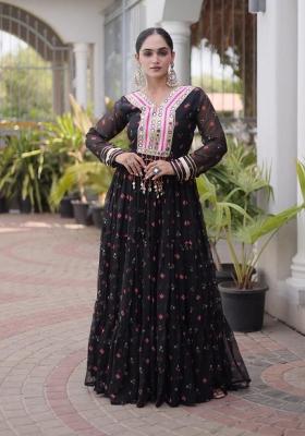 Black Lehariya Georgette Anarkali