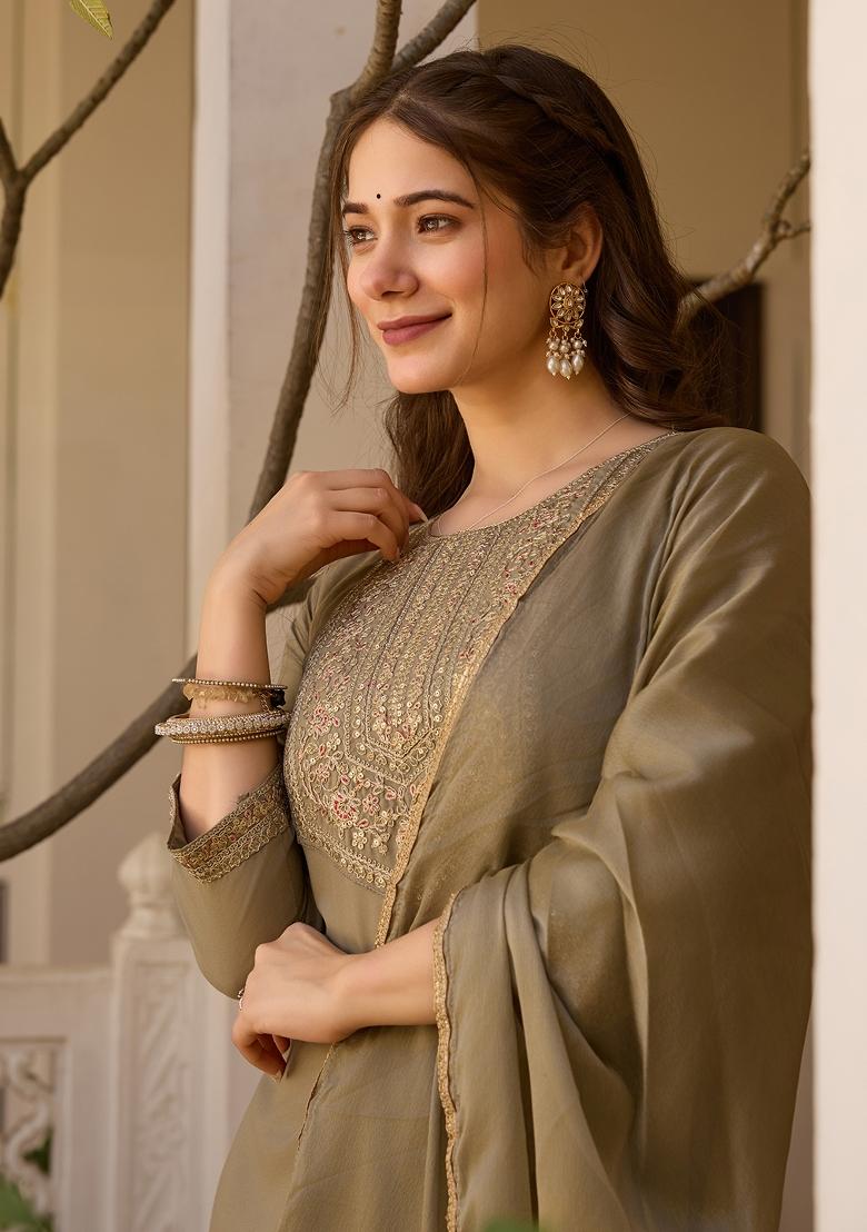 Pastel Sequin Work Rayon Kurta Set - Indya