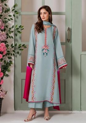 Olive Sequin Work Crepe Kurta Set
