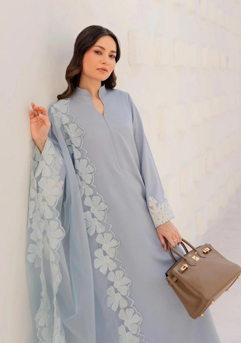 Aqua Blue Sequin Work Silk Kurta Set - Indya