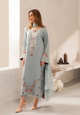 Aqua Blue Sequin Work Silk Kurta Set