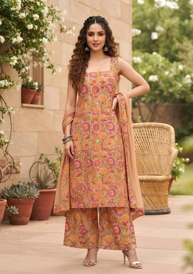 Multicolor Printed Viscose Palazzo Set - Indya
