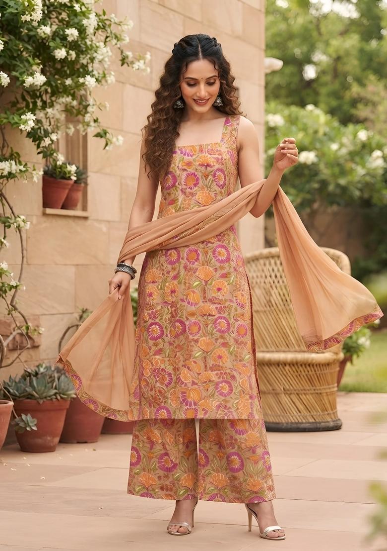 Multicolor Printed Viscose Palazzo Set - Indya