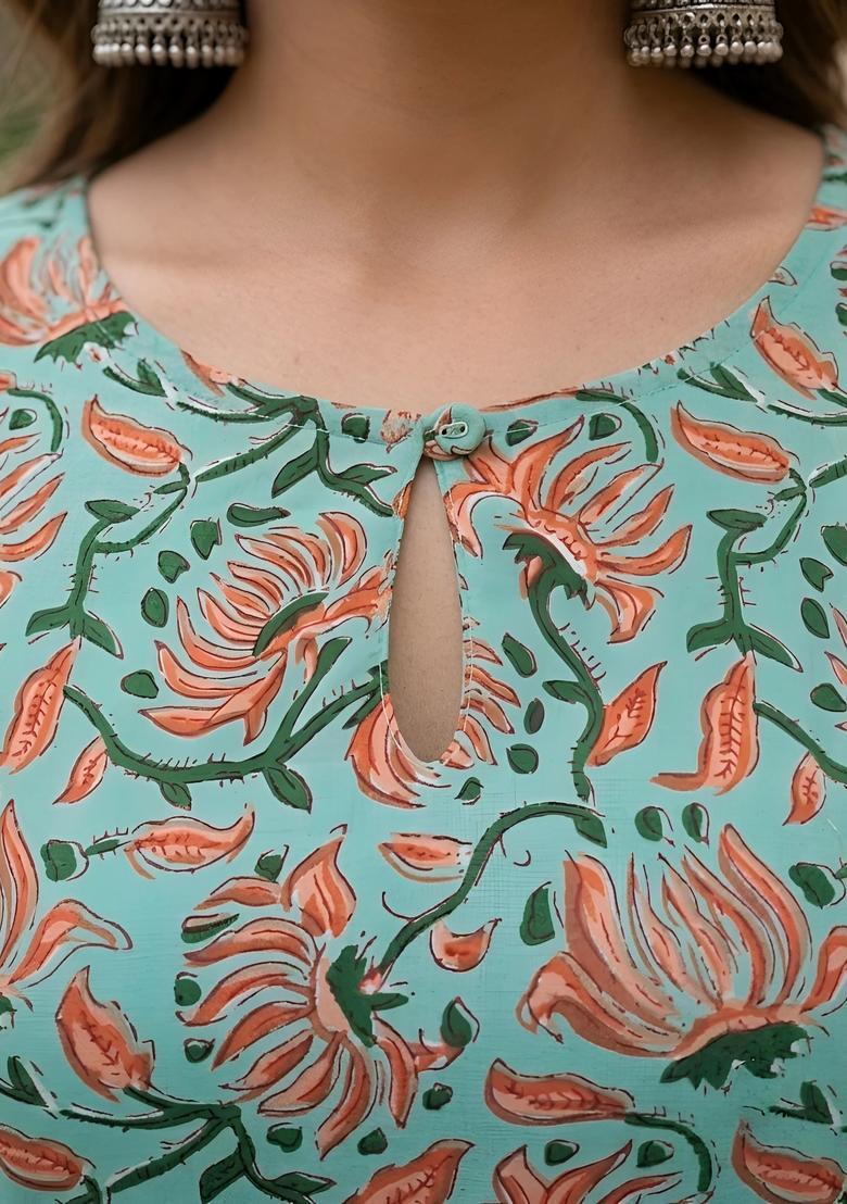 Green Printed Viscose Co Ords Set - Indya