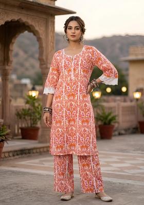 White Printed Viscose Co Ords Set
