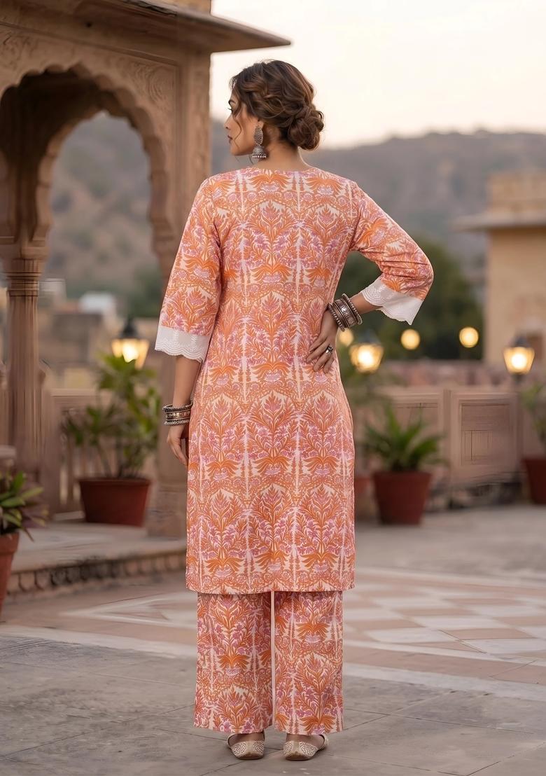 White Printed Viscose Co Ords Set - Indya