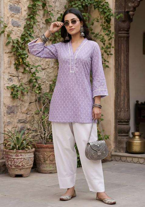 Lavender Printed Cotton Co Ords Set