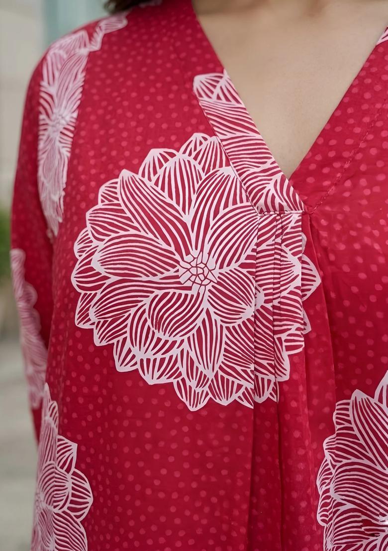 Fuchsia Printed Viscose Co Ords Set - Indya